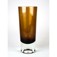 Nuutajarvi Notsjo Bernstein Braune Glas Vase Vintage Finnland Signiert 10" von TheBlackPearlVintage