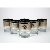 Vintage Silber Fade Ombre Old Fashioned Tumbler Gläser Set Von 6 Strukturierten Trauben von TheBlackPearlVintage