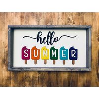 Hallo Sommer | Bauernhaus Dekor Wohnzimmer Schild 3D Design von TheBossFactory