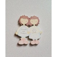 Freundschaft Kühlschrankmagnet " Friends Are Flowers That Never Fade Shabby Chic Style Holzfigur Organza Geschenktüte Thinking Of You Handmade von TheBronteBoutique