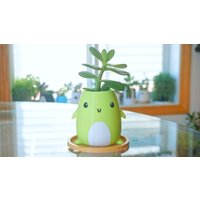 3D Gedruckter Kawaii Sukkulenten Pflanzer Lächelnder Kaktus Schreibtisch Dekor von TheBuildPlate