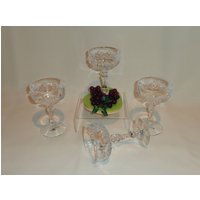 Vintage Glas Blumenschliff Likör Schliff Stiel Cocktail Gläser | 4 von TheBusyBarCart