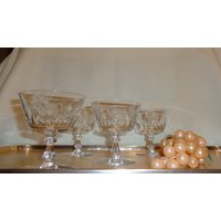 Vintage Glas Cambridge Star Low Champagne Cocktail Coupe Gläser | 4 von TheBusyBarCart