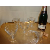 Vintage Glas Cambridge Star Low Champagne Cocktail Coupe Gläser | 5 von TheBusyBarCart