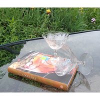 Vintage Glas Fostoria Optik Rogene Poppy Low Champagne Cocktail Gläser | 5 von TheBusyBarCart