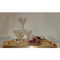 Vintage Glas Geätzt Rambling Floral Optik Low Champagne Cocktail Coupe Gläser | 5 von TheBusyBarCart