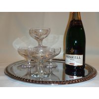 Vintage Glas Geätzte Traubenbündel Low Champagne Coupe Cocktail Gläser | 4 von TheBusyBarCart