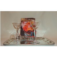 Vintage Glas Grau Geschliffen Stern Sechs Blütenblatt Lange Stiel Martini Cocktail Gläser | 3 von TheBusyBarCart