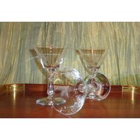 Vintage Glas Grau Geschnitten Ätzblätter Martini Craft Cocktail Gläser | 3 von TheBusyBarCart