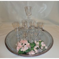 Vintage Glas Mcm Cut Vergissmeinnicht Floral Juice Craft Cocktailgläser | 7 - 4 Unzen von TheBusyBarCart