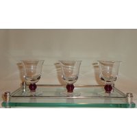 Vintage Glas Rote Kugel Stiel Herzliche Schnallengläser | 3 von TheBusyBarCart