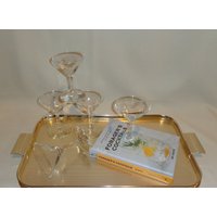 Vintage Glas Sasaki Weizen Gerippter Stiel Kleiner Schnaps Aperitif Cocktail Gläser | 5 von TheBusyBarCart