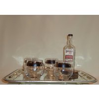 Vintage Glas Silber Band Roly Poly Whisky Cocktail Gläser | 4 von TheBusyBarCart