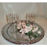 Vintage Glas Weston Optik Geätzte Florale Lemonade Eistee Gläser | 2 von TheBusyBarCart