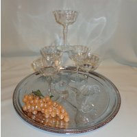 Vintage Glasoptik Geätzte Florale Daumenabdruck Champagner Cocktail Coupe Gläser | 6 von TheBusyBarCart