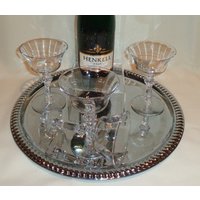 Vintage Glasoptik Gerippter Stiel Champagner Cocktail Dessert Gläser | 4 - 4 Unzen von TheBusyBarCart