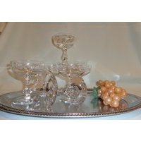 Vintage Glasschliff Diamant Stiel Champagner Coupe Cocktail Gläser | 6 von TheBusyBarCart