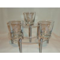 Vintage Glasschliff Geätzte Hunter Whisky Cognac Cocktailgläser | 3 von TheBusyBarCart