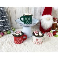 Mini Faux Hot Cocoa/Fake Chocolate Heiße Kakao Tafel Gestuftes Tablett Dekor Weihnachtsdeko von TheBusyBeeFactory