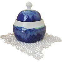 20-Unzen-Blaue Und Weiße Keramikschale Mit Deckel - Zuckerdose Servierbehälter von TheButlersPottery