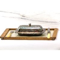 Mid Century Rustikales Glas Serviertablett Oder Schmuck-Aufsteller von TheCalligraphyMarket