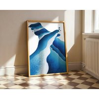 Abstract Ocean Wave Art Print Blue Watercolor, Coastal Wall Decor Abstract Ocean Wave Art Print Blue Watercolor, Coastal Wall Decor von TheCalmEdition