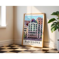 Casa Batlló Wall Art Barcelona Architecture - Vibrant Unframed Print von TheCalmEdition