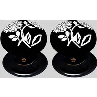 Keramik Türknauf Set Schwarz Weiß Dahlie Design | Paar Keramik Türknauf Set Schwarz Weiß Dahlie Design | Paar von TheCeramicStore
