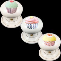 Keramik Türknauf Set Weiß Cupcake Design | Paar Keramik Türknauf Set Weiß Cupcake Design | Paar von TheCeramicStore