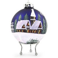 Blaue Handbemalte Weihnachtsdorf Christbaumkugel Aus Glas von TheChristmasCart