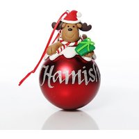 Personalisierte Rote Rentier Charakter Kugel Personalisierte Rote Rentier Charakter Kugel von TheChristmasCart