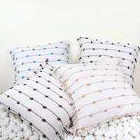 Gewebter Kissenbezug - Weiße, Graue, Braune Und Blaue Streifen | Strukturkissen Aus 100% Baumwolle 20x20 Boho Wohndekor Einweihungsgeschenk Für Sie von TheClassicKrafts