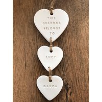 Muttertagsgeschenk Für Oma Personalisierte Herz Dekoration Geschenk Mama Handgemacht Ton Andenken Nanna Gran von TheClayGiftCompany