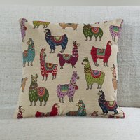 Alpaka Wandteppich Doppelseitiges Kissen. 17 "x 17" Quadrat. Lustiges Niedliches Mehrfarbiges Lama-Design. Hergestellt Aus Schwerem, Gewebtem Stoff Alpaka Wandteppich Doppelseitiges Kissen. 17 "x 17" Quadrat. Lustiges Niedliches Mehrfarbiges Lama-Design. Hergestellt Aus Schwerem, Gewebtem Stoff von TheCoastalCushionCo