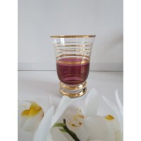Vintage Cranberry Rot Und Gold Band Glas Glas, Becher | Abgeplatzt von TheCollectologists
