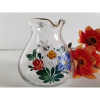 Vintage Glas Handbemalt Floral Kleiner Krug von TheCollectologists
