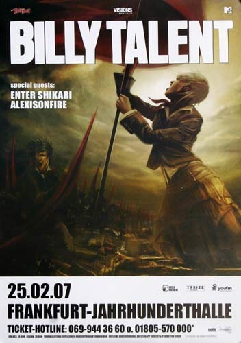 Billy Talent - Live on Tour, Frankfurt 2007 » Konzertplakat/Premium Poster | Live Konzert Veranstaltung | DIN A1 « von TheConcertPoster