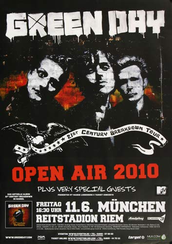 Green Day - München Live, München 2010 » Konzertplakat/Premium Poster | Live Konzert Veranstaltung | DIN A1 « von TheConcertPoster