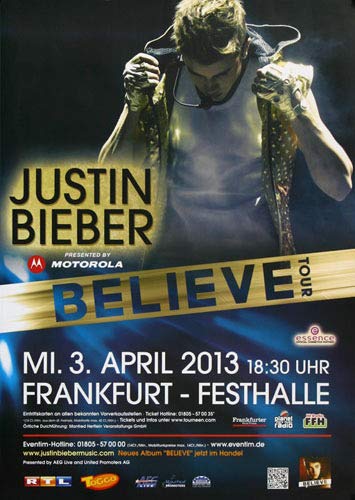 Justin Bieber - Believe, Frankfurt 2013 » Konzertplakat/Premium Poster | Live Konzert Veranstaltung | DIN A1 « von TheConcertPoster