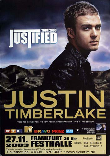 Justin Timberlake - Justified, Frankfurt 2003 » Konzertplakat/Premium Poster | Live Konzert Veranstaltung | DIN A1 « von TheConcertPoster