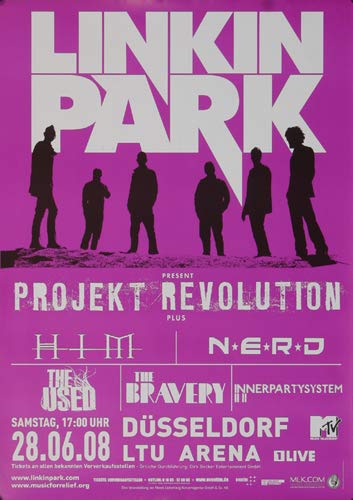 Linkin Park - Projekt Revolution, Düsseldorf 2008 » Konzertplakat/Premium Poster | Live Konzert Veranstaltung | DIN A1 « von TheConcertPoster