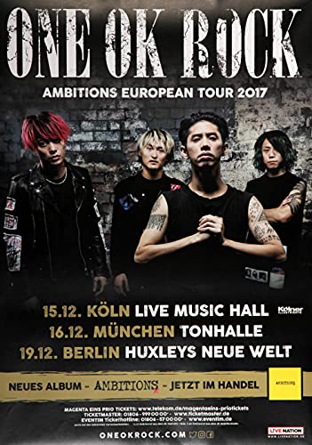 Premium Poster/Plakat | DIN A1 | Wanddeko | Live Konzert Veranstaltung » One OK Rock - Ambitions European Tour, All Dates 2017 « von TheConcertPoster