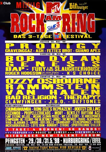 Rock AM Ring & Park - 1998, Rock am Ring 1998 » Konzertplakat/Premium Poster | Live Konzert Veranstaltung | DIN A1 « von TheConcertPoster