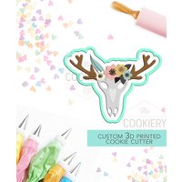 Boho Kuh Totenkopf Mit Blumen Ausstecher - Motiv Ochsen Rustikaler 3D Gedruckt Ausstechform Tck42106 von TheCookierydotCA