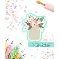 Einmachglas Mit Blumen Ausstecher, Ausstecher - 3D Gedruckt Ausstechform Tck58104 von TheCookierydotCA