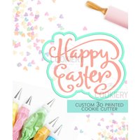 Frohe Ostern Schrift Ausstecher, Kalligraphie 3D Gedruckt Ausstecher - & Schablone Tck12113 von TheCookierydotCA