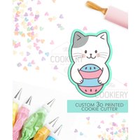 Kätzchen Mit Osterei Ausstecher, Frohe Ostern 3D Gedruckt Ausstechform - Tck12124 von TheCookierydotCA