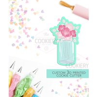 Rosen in Vase - Im Glas 3D Gedruckter Ausstecher Tck48111 von TheCookierydotCA