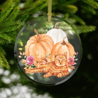 Herbst Orange Tabby Katze Glas Andenken Fenster Ornament Sonnenfänger von TheCoolCatClub