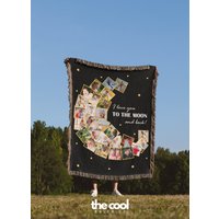 Benutzerdefinierte Mond Foto Collage Gewebte Decke Personalisierter Andenken Wandteppich, Decke; Ideal Für Paare Jubiläumsgeschenk, Hochzeitsgeschenk von TheCoolRuler